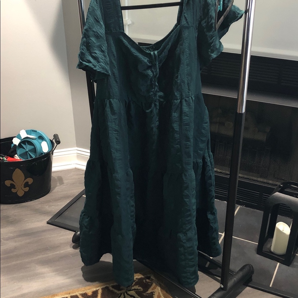 BloomChic Dark Teal Tiered Midi Dress